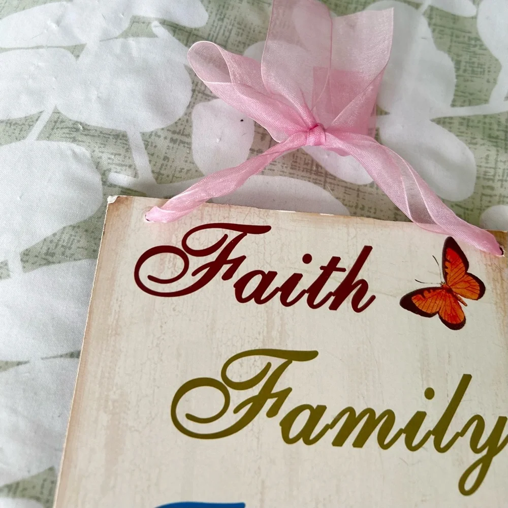 VTG Floral Nature Bird & Butterflies Wood Faith Based Wall Sign